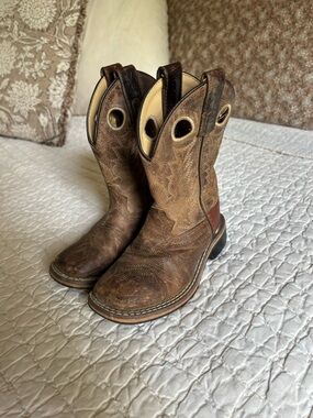 Kids Rocky Mountain Brown Leather Pull-On Western Boots